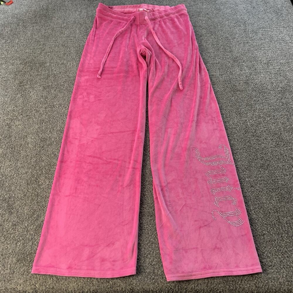 Vintage Y2k Juicy Couture Sleepwear Drawstring Pants Pink Velour Womens Size M
